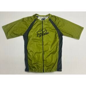 VTG Y2K Men Fox Racing MTB full zip-up cycling bib jersey houndstooth shirt M